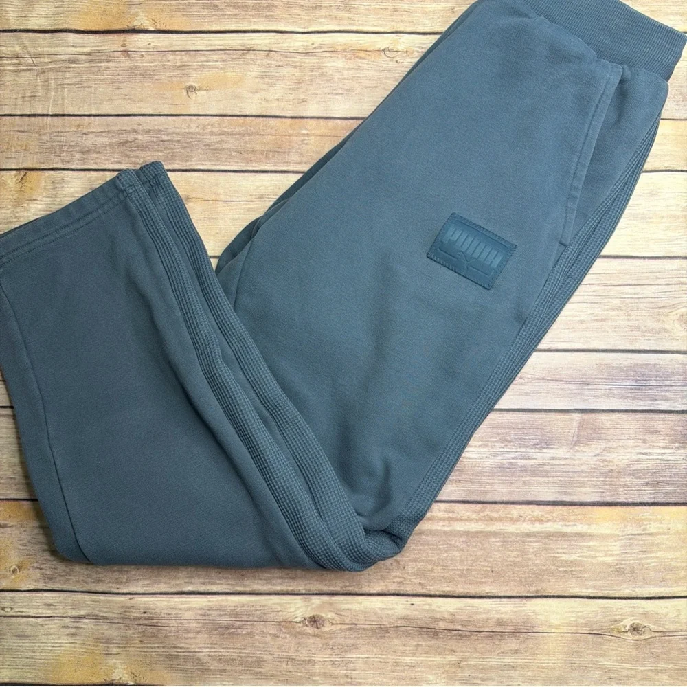 Puma Men's Dark Gray Fleece Joggers with Side Rib Panels - Picture 3 of 7